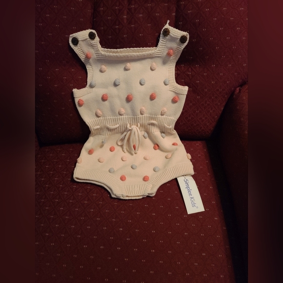 Simplee Kids Pink knit Romper Size 80 (12 to 18 months) - Picture 3 of 3